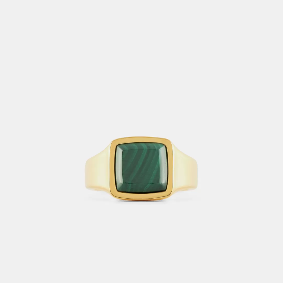 Serge DeNimes Gold Rings<Cushion Malachite Ring