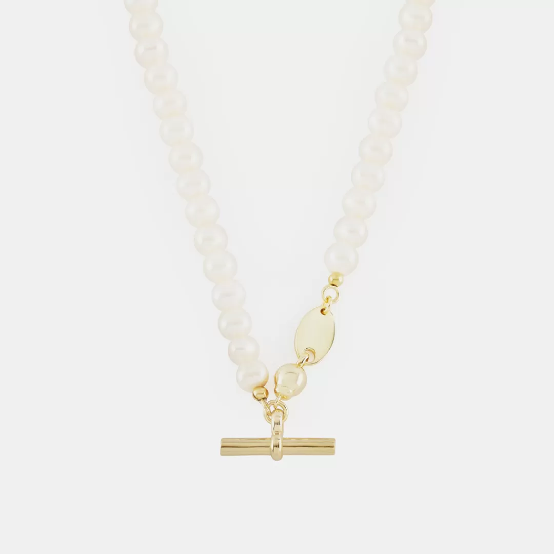 Serge DeNimes Gold Necklaces<Pearl T-Bar Necklace