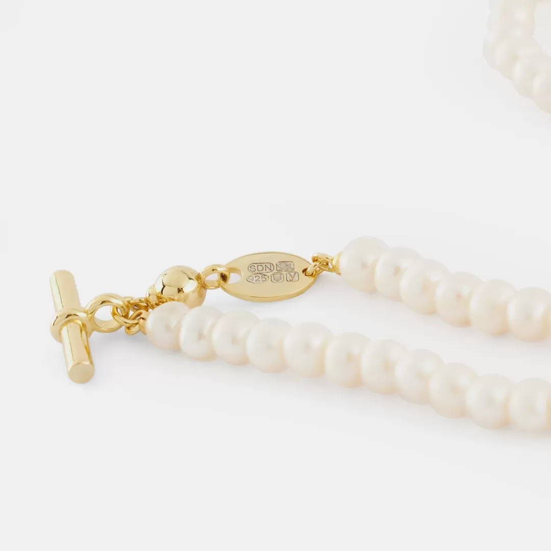 Serge DeNimes Gold Necklaces<Pearl T-Bar Necklace