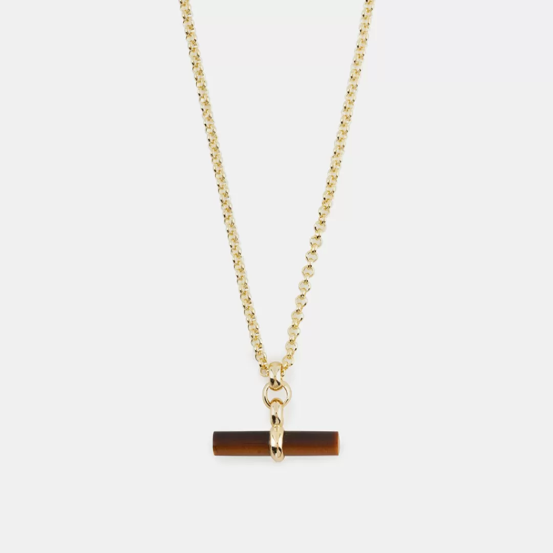 Serge DeNimes Gold Necklaces<Tigers Eye T-Bar Necklace