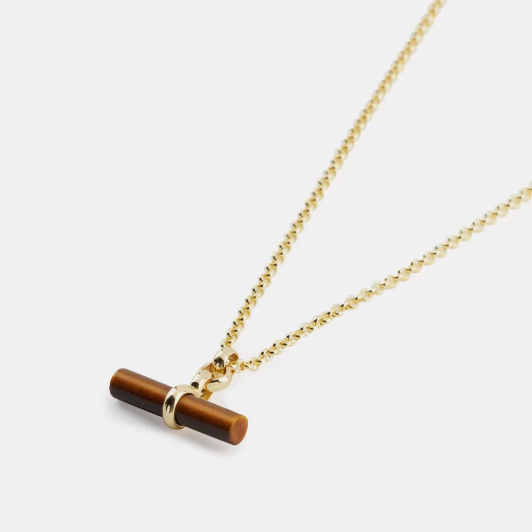 Serge DeNimes Gold Necklaces<Tigers Eye T-Bar Necklace