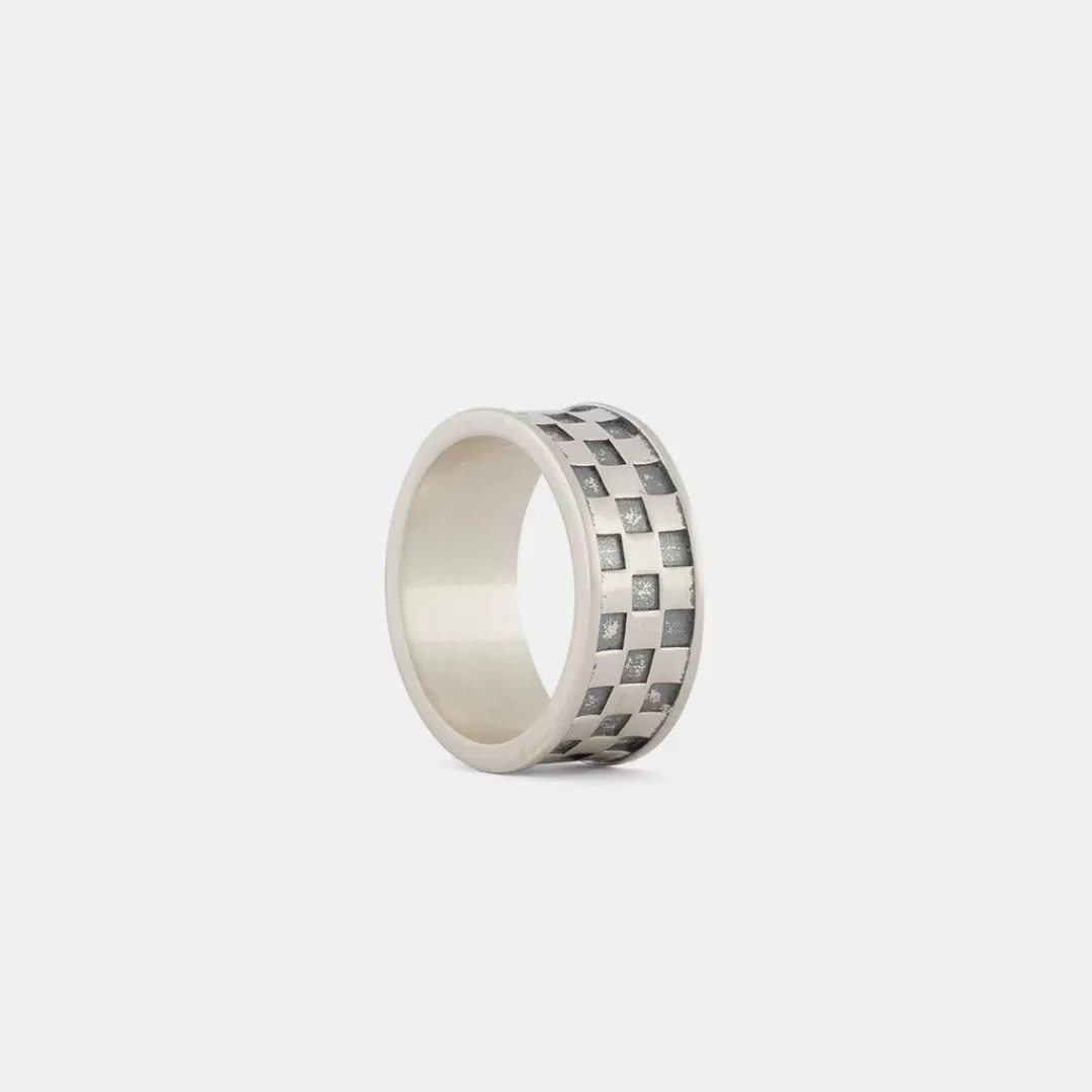 Serge DeNimes Silver Rings<Checkered Ring