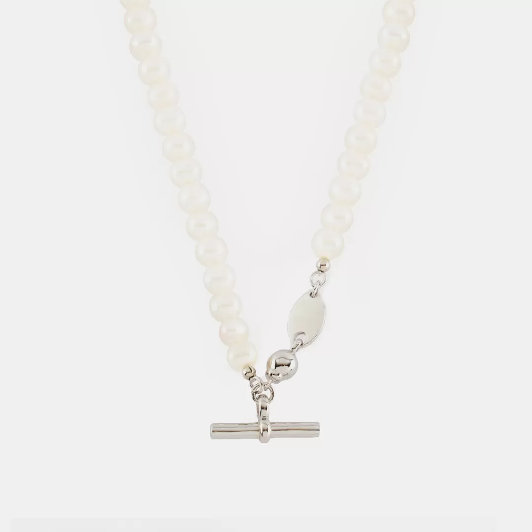 Serge DeNimes Silver Necklaces<Pearl T-Bar Necklace