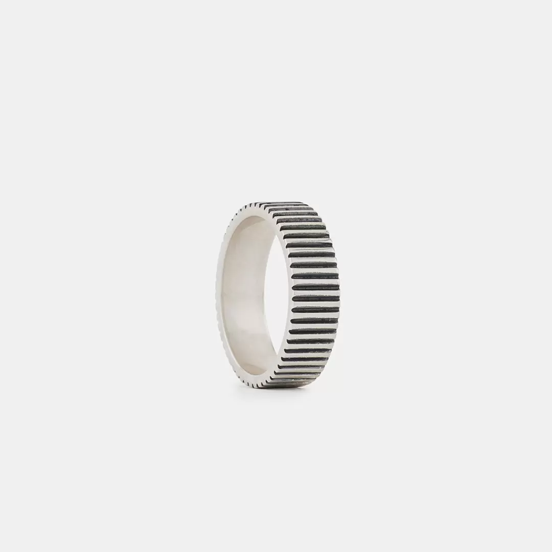 Serge DeNimes Silver Rings<Ridge Band Ring