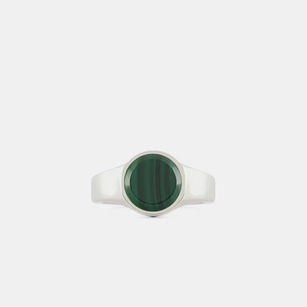 Serge DeNimes Silver Rings<Round Malachite Ring