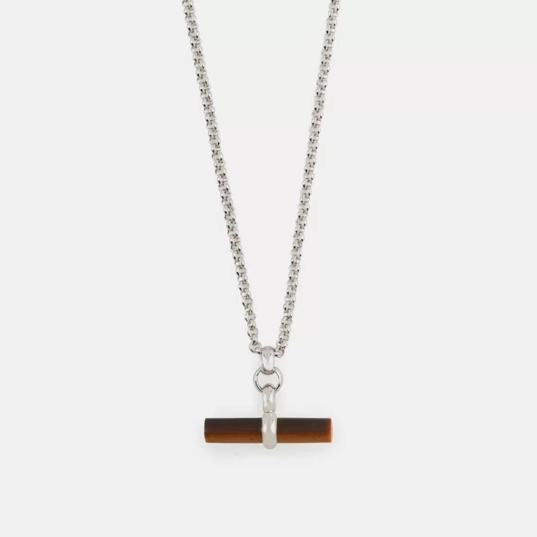 Serge DeNimes Silver Necklaces<Tigers Eye T-Bar Necklace